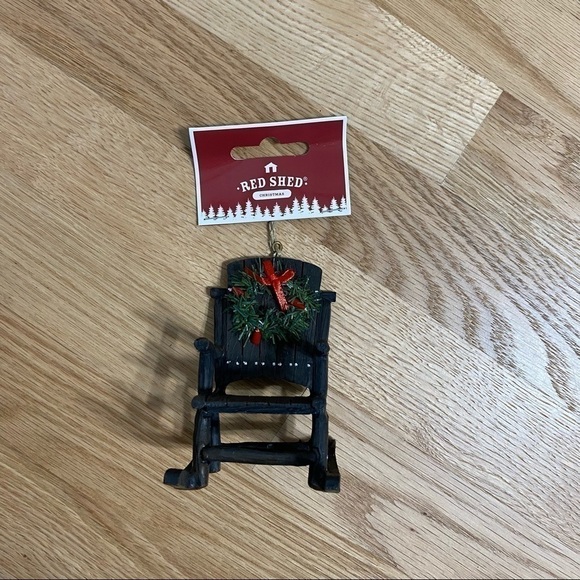 Red Shed Rocking Chair Christmas Ornament NWT Wreath - Picture 2 of 5